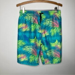 Hurley swim Trunks bright palm leaves boys size XL